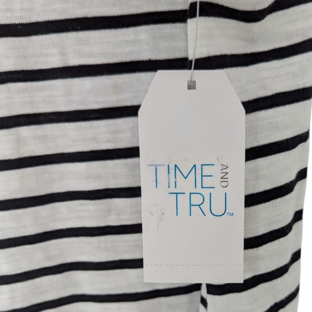 Time and Tru Womens Double V-Neck Shirttail Midi Dress Black‎ White M 8-10 New - Picture 5 of 6